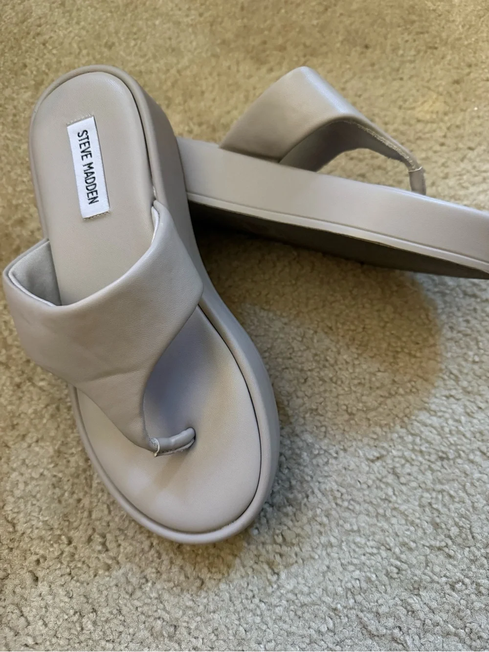 Steve Madden Getable Flatform Sandals Platform Thongs Sz 7.5 Nude Beige